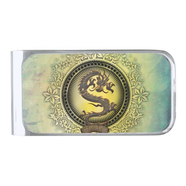 Chinese dragon silver finish money clip (Front)