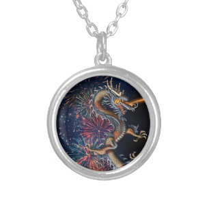 Chinese Dragon Silver Plated Necklace