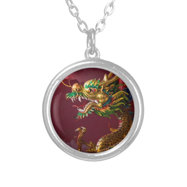 Chinese dragon silver plated necklace (Front)