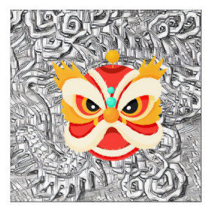 chinese dragon sketch drawing acrylic print