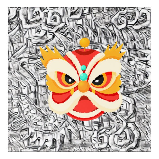 chinese dragon sketch drawing    acrylic print (Front)