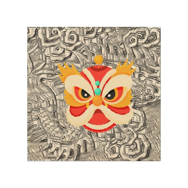 chinese dragon sketch drawing   wood wall art (Front)
