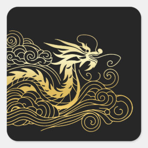 Chinese Dragon Square Sticker