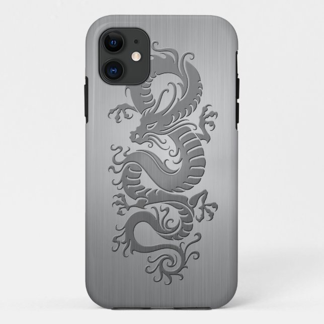 Chinese Dragon, Stainless Steel Effect Case-Mate iPhone Case (Back)