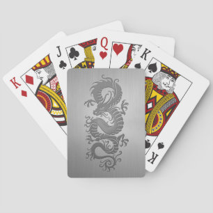 Chinese Dragon, Stainless Steel Effect Poker Cards