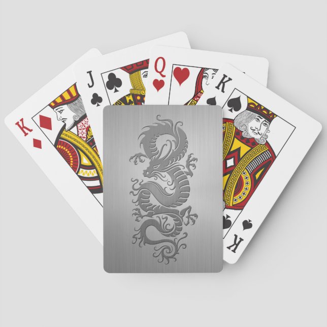 Chinese Dragon, Stainless Steel Effect Poker Cards (Back)