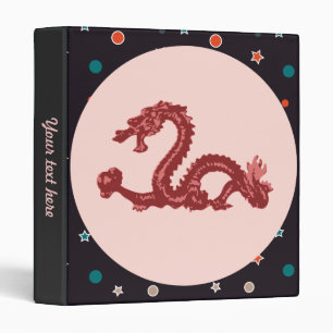 Chinese Dragon Star Pattern Fantasy Art 3 Ring Binder