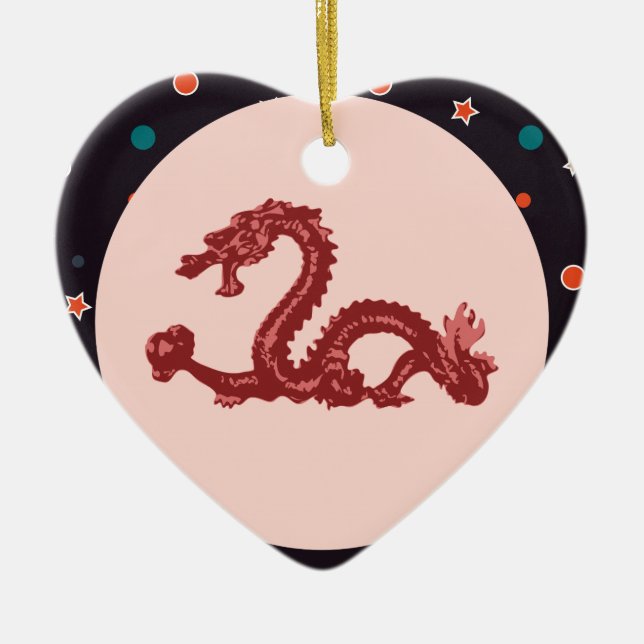 Chinese Dragon Star Pattern Fantasy Art Ceramic Ornament (Front)
