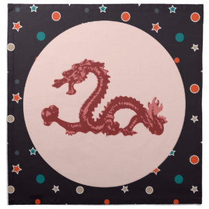 Chinese Dragon Star Pattern Fantasy Art Cloth Napkin