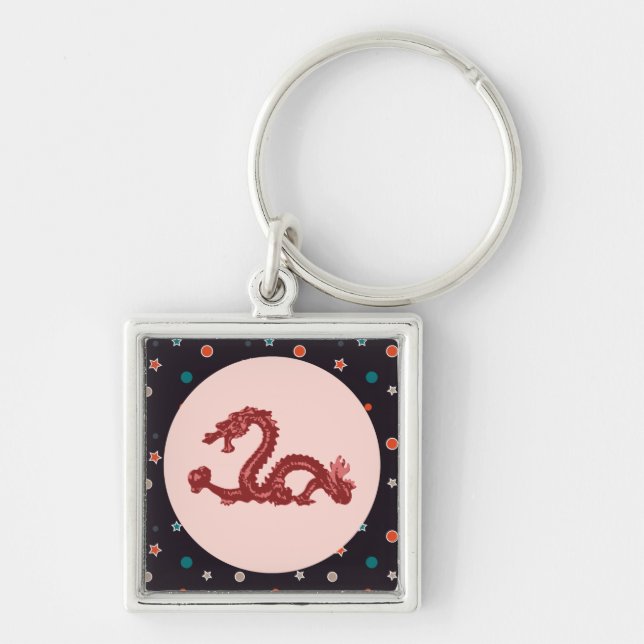 Chinese Dragon Star Pattern Fantasy Art Keychain (Front)