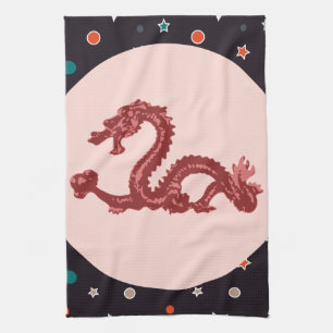 Chinese Dragon Star Pattern Fantasy Art Kitchen Towel
