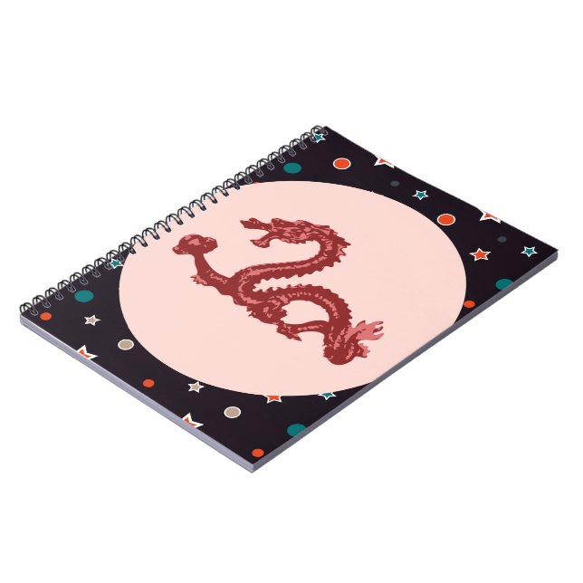 Chinese Dragon Star Pattern Fantasy Art Notebook (Left Side)