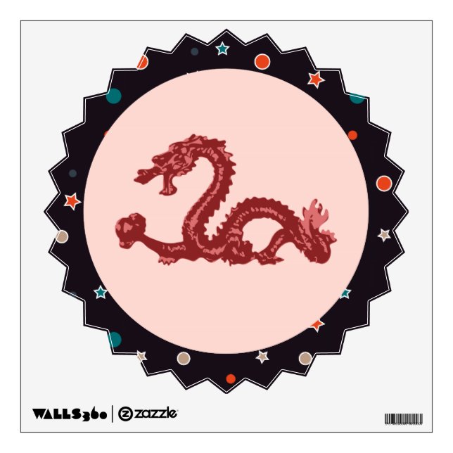Chinese Dragon Star Pattern Fantasy Art Wall Decal (Front)