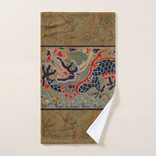 Chinese Dragon Symbol Antique Asian Bath Towel Set