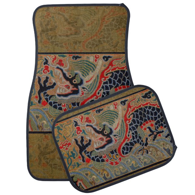 Chinese Dragon Symbol Antique Asian Car Floor Mat (Set)