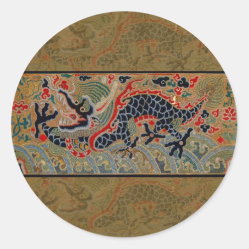 Chinese Dragon Symbol Antique Asian Classic Round Sticker