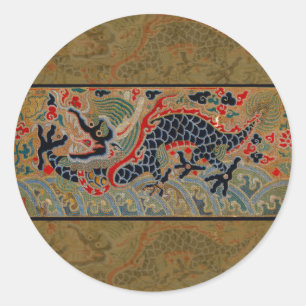 Chinese Dragon Symbol Antique Asian Classic Round Sticker