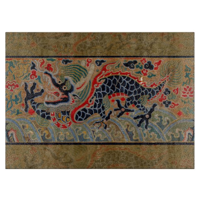 Chinese Dragon Symbol Antique Asian Cutting Board (Front)