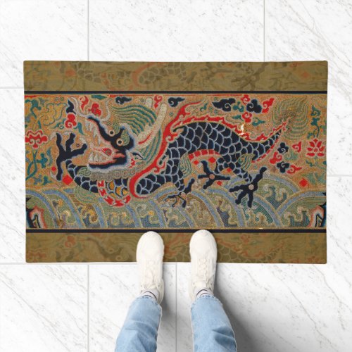 Chinese Dragon Symbol Antique Asian Doormat
