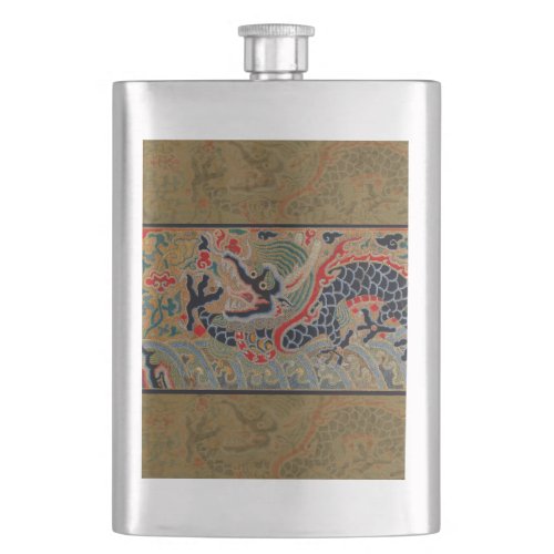 Chinese Dragon Symbol Antique Asian Hip Flask