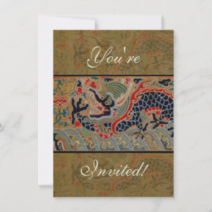 Chinese Dragon Symbol Antique Asian Invitation
