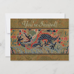 Chinese Dragon Symbol Antique Asian Invitation