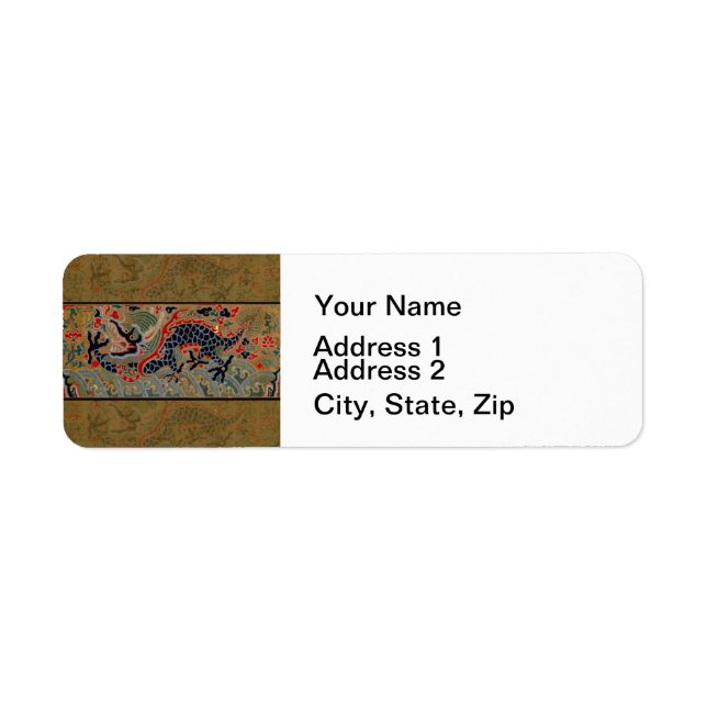 Chinese Dragon Symbol Antique Asian Label (Front)