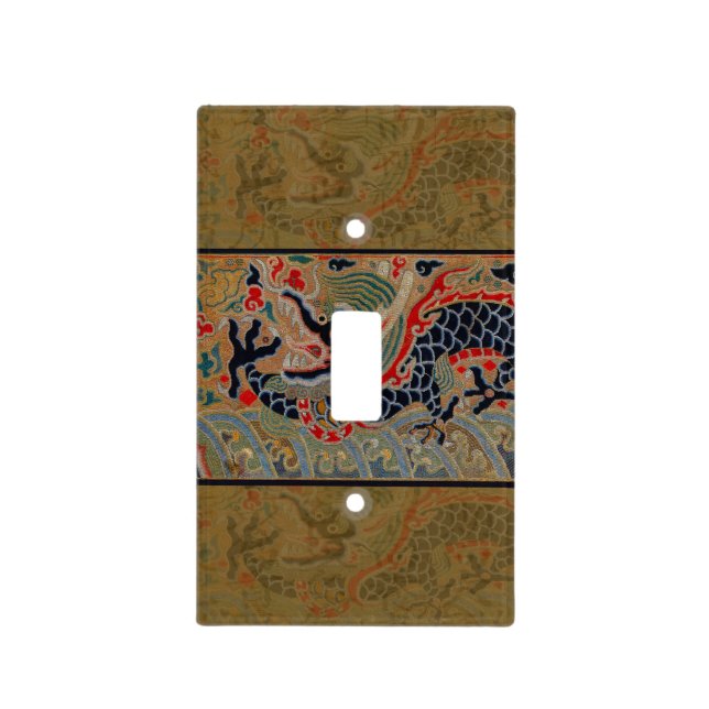 Chinese Dragon Symbol Antique Asian Light Switch Cover (Front)
