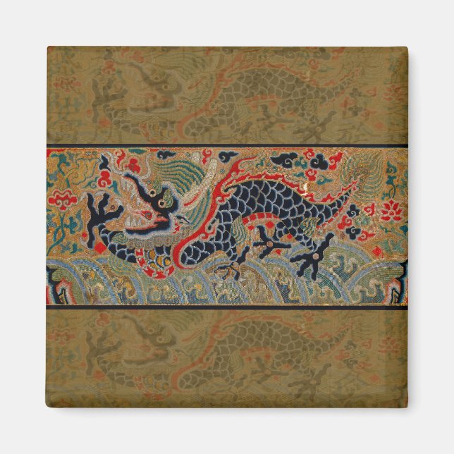Chinese Dragon Symbol Antique Asian Magnet (Front)