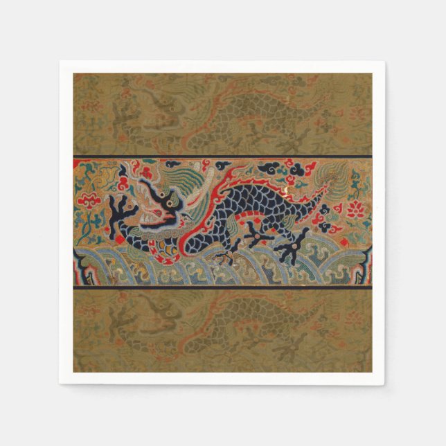 Chinese Dragon Symbol Antique Asian Napkins (Front)