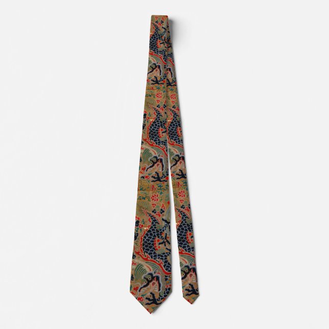 Chinese Dragon Symbol Antique Asian Neck Tie (Front)