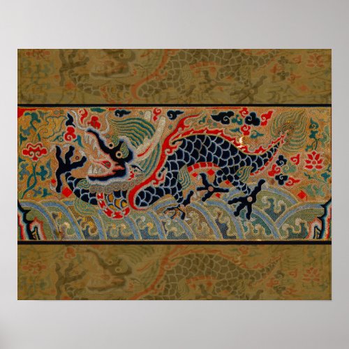 Chinese Dragon Symbol Antique Asian Poster