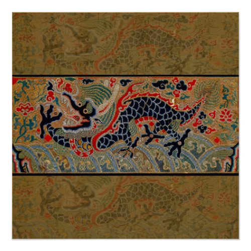 Chinese Dragon Symbol Antique Asian Poster