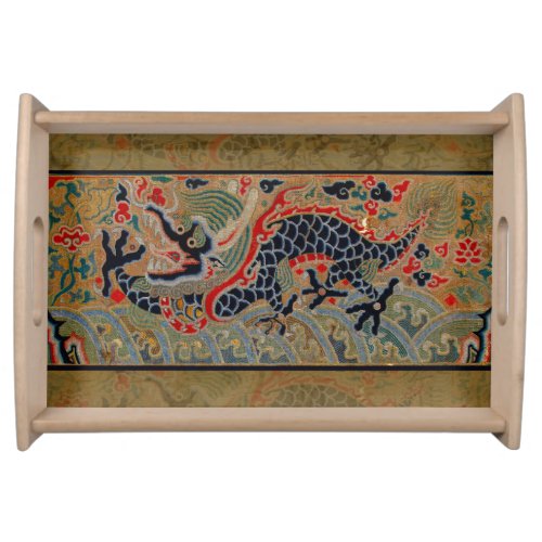 Chinese Dragon Symbol Antique Asian Serving Tray