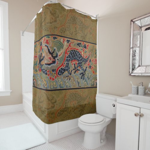 Chinese Dragon Symbol Antique Asian Shower Curtain