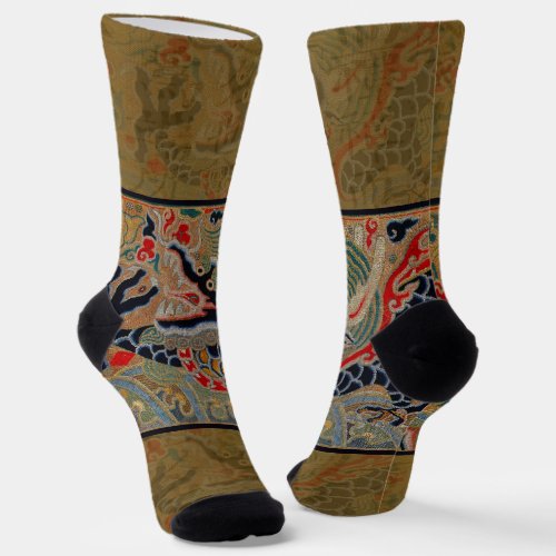 Chinese Dragon Symbol Antique Asian Socks