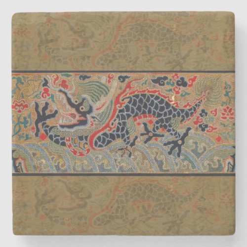 Chinese Dragon Symbol Antique Asian Stone Coaster