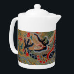 Chinese Dragon Symbol Antique Asian Teapot<br><div class="desc">Unleash the majestic power and rich symbolism of this exquisite antique Chinese dragon design. This intricate artwork features a stylized dragon, a powerful emblem of prosperity and good fortune in East Asian cultures, rendered with vibrant colors—deep blues, fiery reds, and golden accents—against a textured, subtle background. The dragon is depicted...</div>