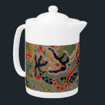 Chinese Dragon Symbol Antique Asian Teapot<br><div class="desc">Unleash the majestic power and rich symbolism of this exquisite antique Chinese dragon design. This intricate artwork features a stylized dragon, a powerful emblem of prosperity and good fortune in East Asian cultures, rendered with vibrant colors—deep blues, fiery reds, and golden accents—against a textured, subtle background. The dragon is depicted...</div>