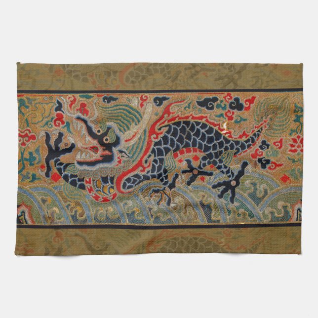 Chinese Dragon Symbol Antique Asian Towel (Horizontal)