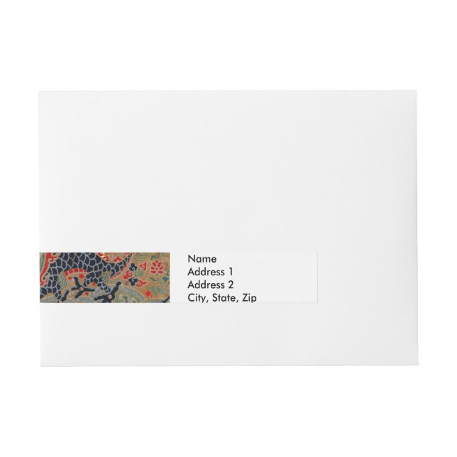 Chinese Dragon Symbol Antique Asian Wrap Around Address Label (Front)