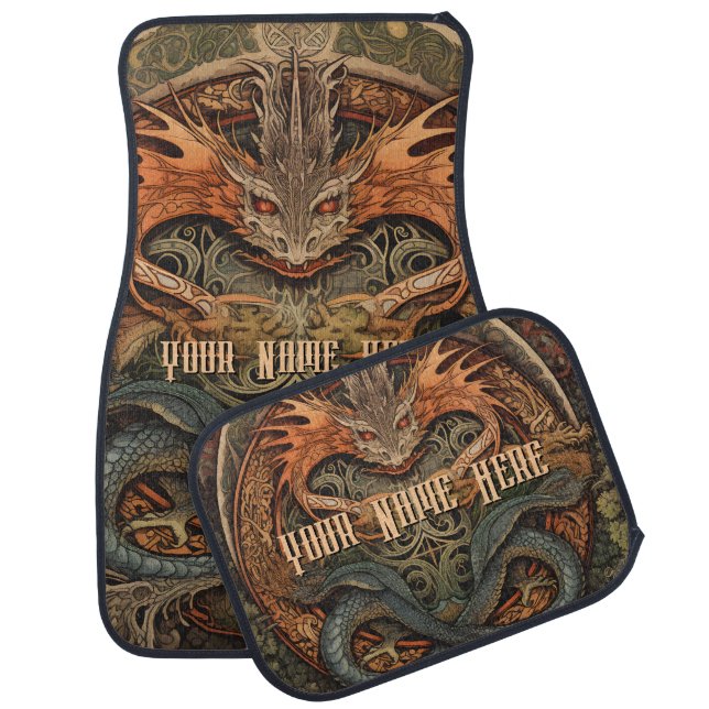 Chinese Dragon Tattoo Art Mythical Zodiac Car Floor Mat (Set)