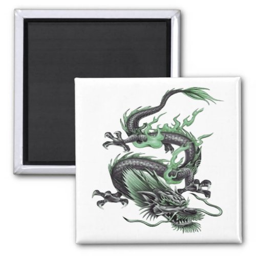 Chinese Dragon Tattoo Vector In Green Magnet
