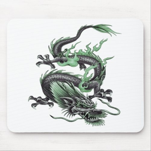 Chinese Dragon Tattoo Vector In Green Mouse Pad