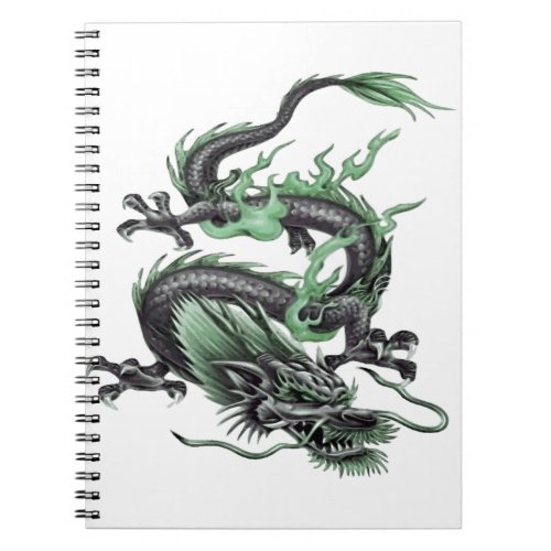 Chinese Dragon Tattoo Vector In Green Notebook