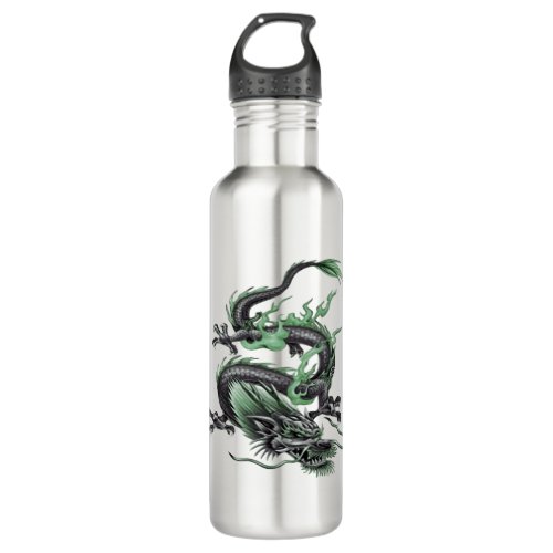 Chinese Dragon Tattoo Vector In Green Stainless Steel Water Bottle