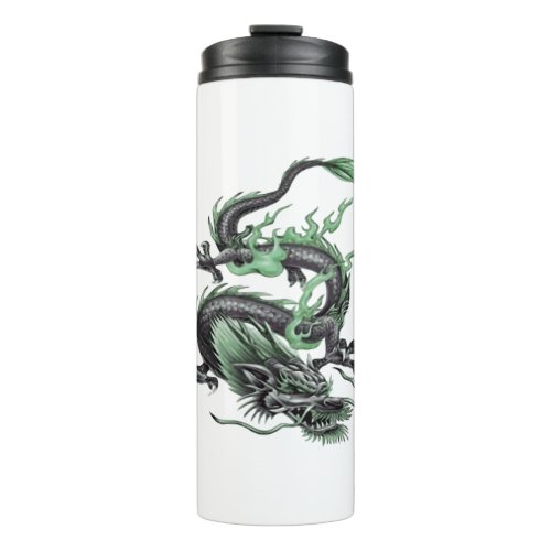 Chinese Dragon Tattoo Vector In Green Thermal Tumbler