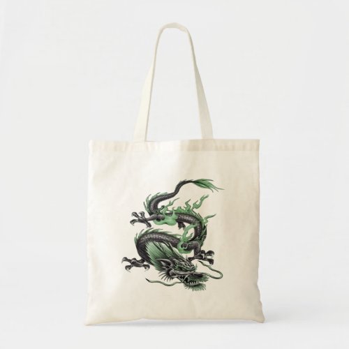 Chinese Dragon Tattoo Vector In Green Tote Bag