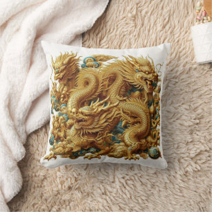 chinese dragon throw pillow