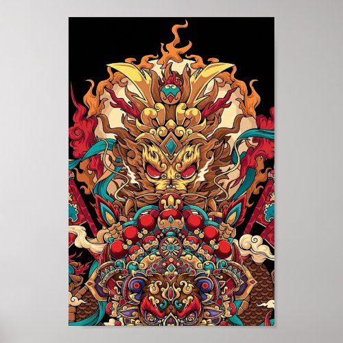 Chinese dragon totem tattoo art poster